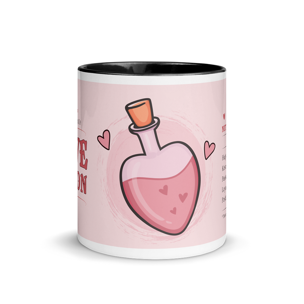 Valentines Love Potion Mug with Color Inside