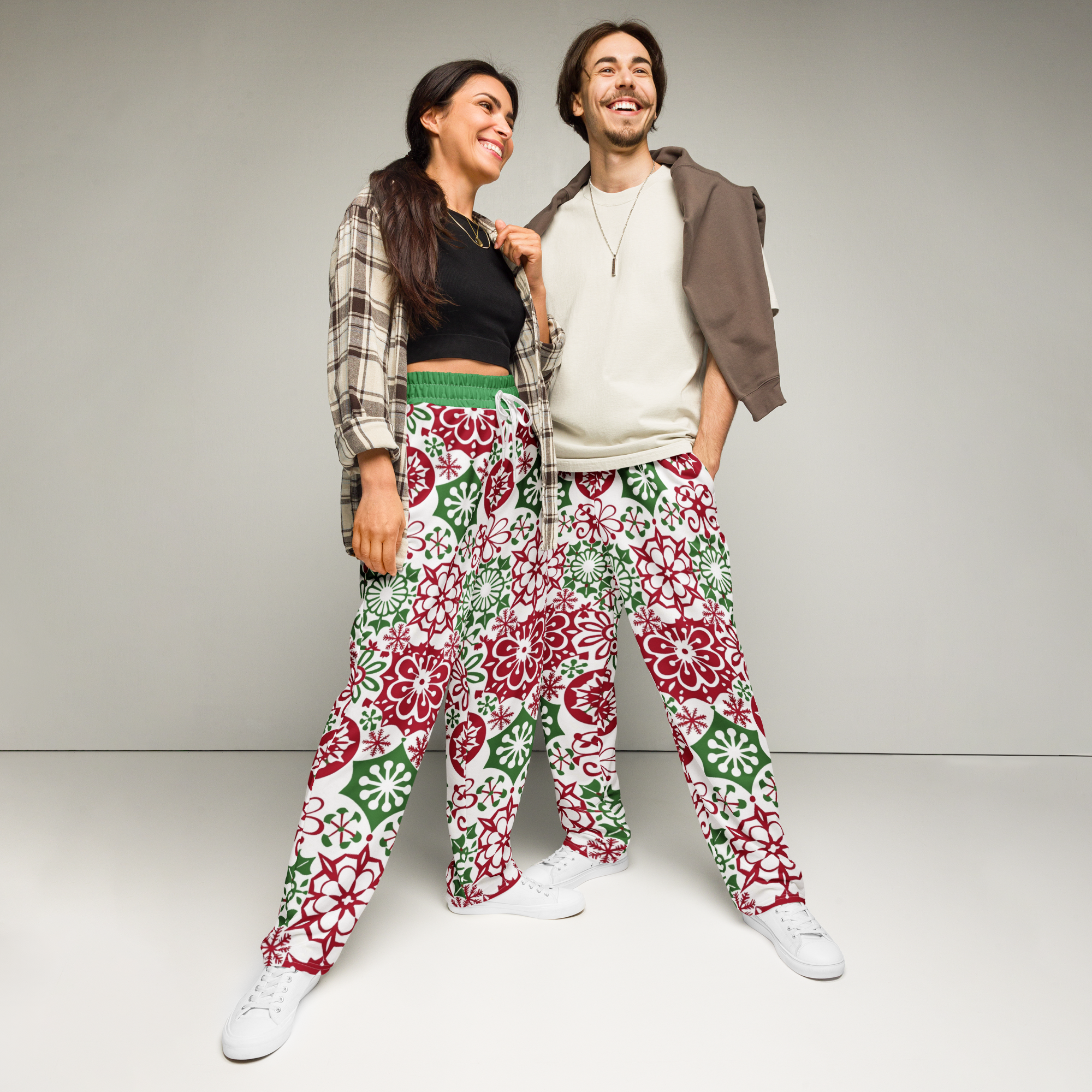 Christmas Ornaments Pattern  Wide-leg joggers