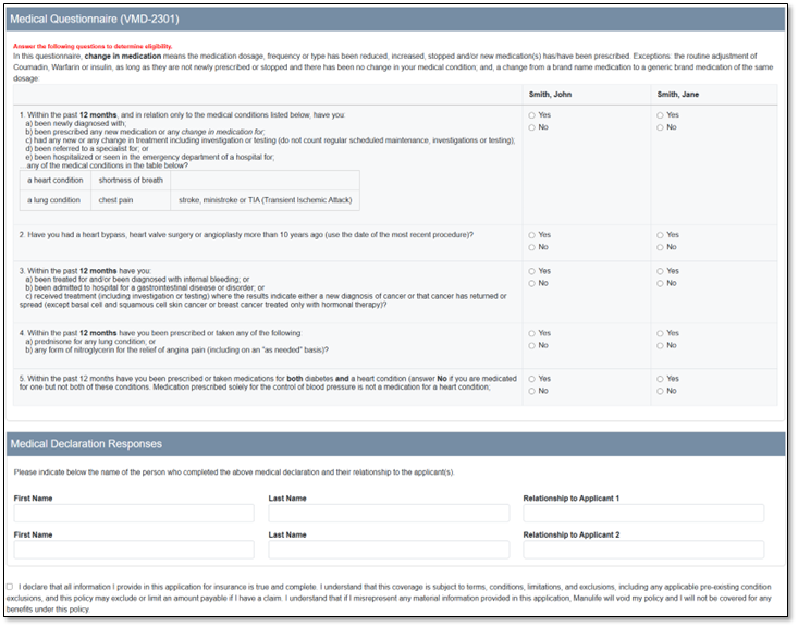 Page 5 - Medical Questionnaire