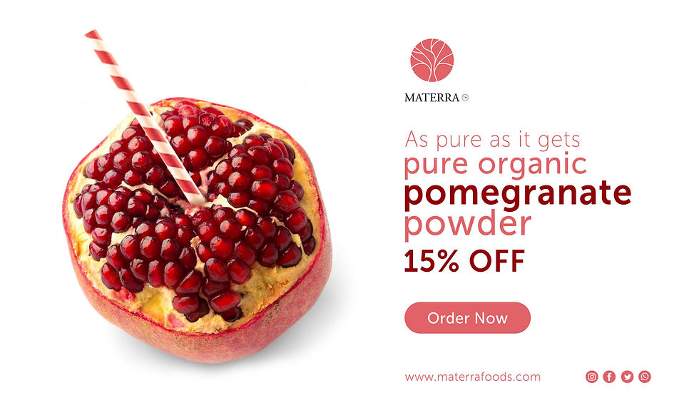 Pomegranate powder promotion banner - materra products_designed by tami steier