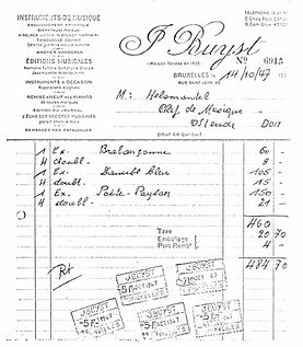 Fig. 001 - Factuur aankoop eerste partituren 14 oktober 1947