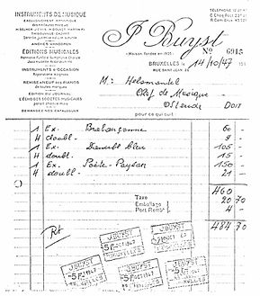 Fig. 001 - Factuur aankoop eerste partituren 14 oktober 1947