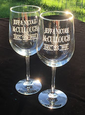 Wedding glassware, Boise, ID; personalized wine glasses, Boise, ID; Wedding engraving, Boise, ID; Wedding gifts, Boise, ID; wedding centerpieces, Boise, ID
