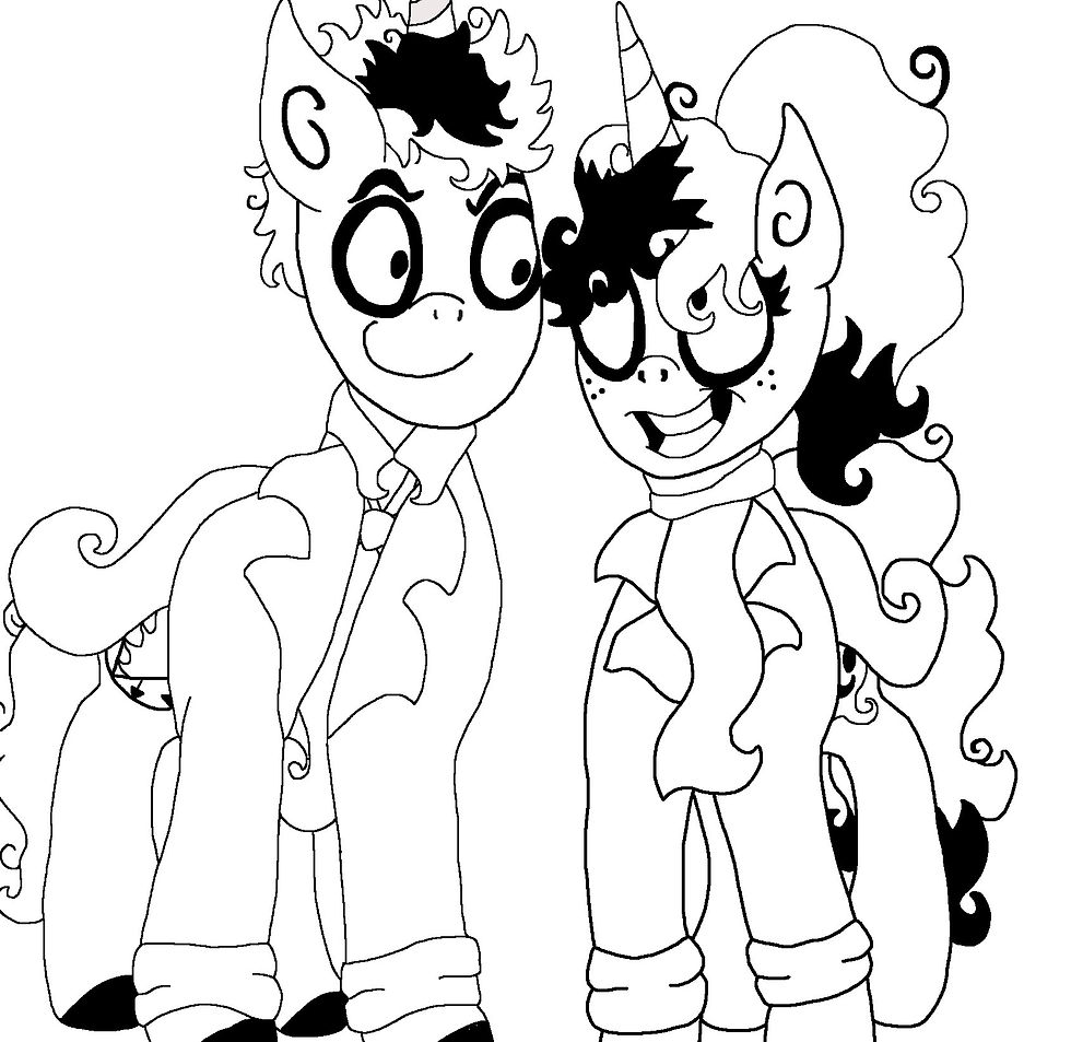 Tim Burton style John and Jezebel b&w