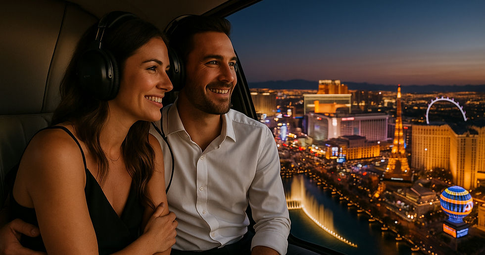 couple dans un helicoptere au dessus de las vegas
