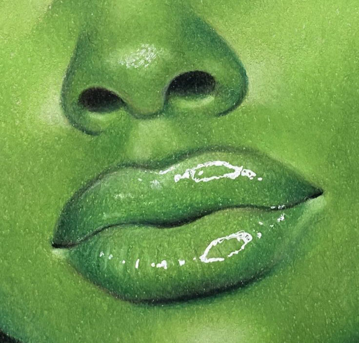 green woman's face