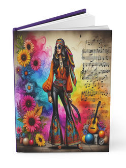 Colorful Hippie Lady with flowers, music, and instruments, beautiful, unique chic hardcover journal and notebook. Great for travel, school, lists, chores, notes, work, holidays, gifts
unique design journals
artistic journals
creative notebooks
patterned journals
personalized journals
hardcover journals
stylish notebooks
decorative writing journals
travel journals
blank pages journal