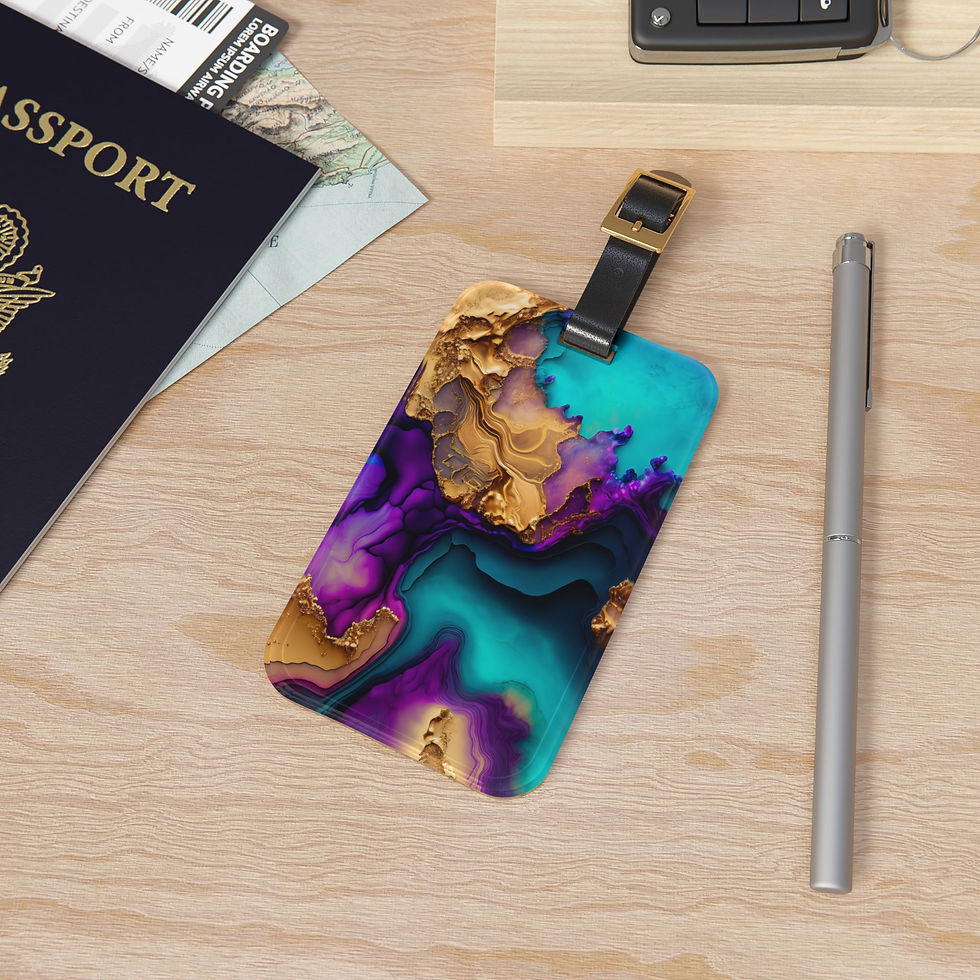 Thumbnail: Purple and Turquoise Luggage Tag