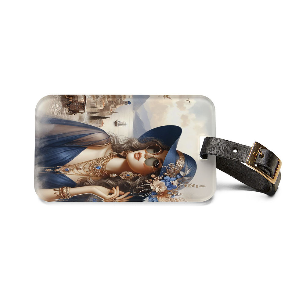 Thumbnail: Lady with Blue Hat and Sunglasses Luggage Tag