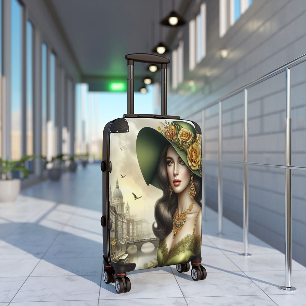 Thumbnail: Lady in Green and Yellow Hat Suitcase
