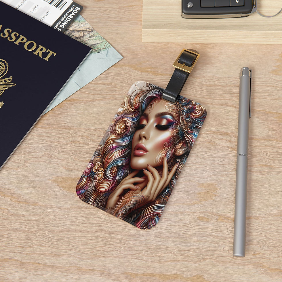 Thumbnail: Lady with Gold and Blue Hair Luggage Tag