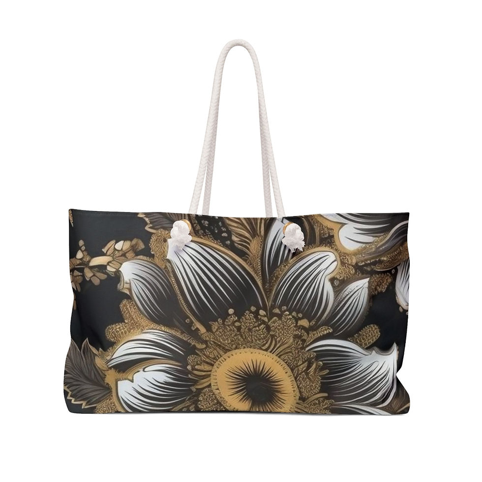 Thumbnail: Black and Gold Flower Weekender Bag