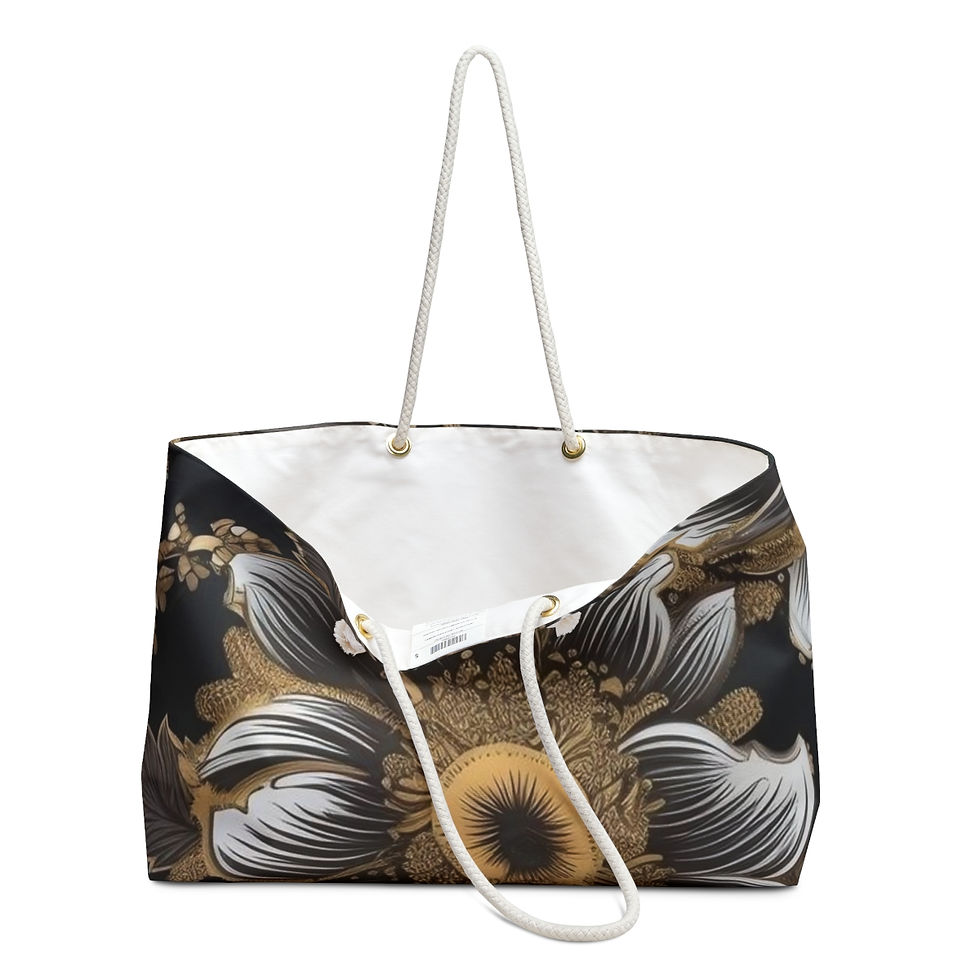 Thumbnail: Black and Gold Flower Weekender Bag