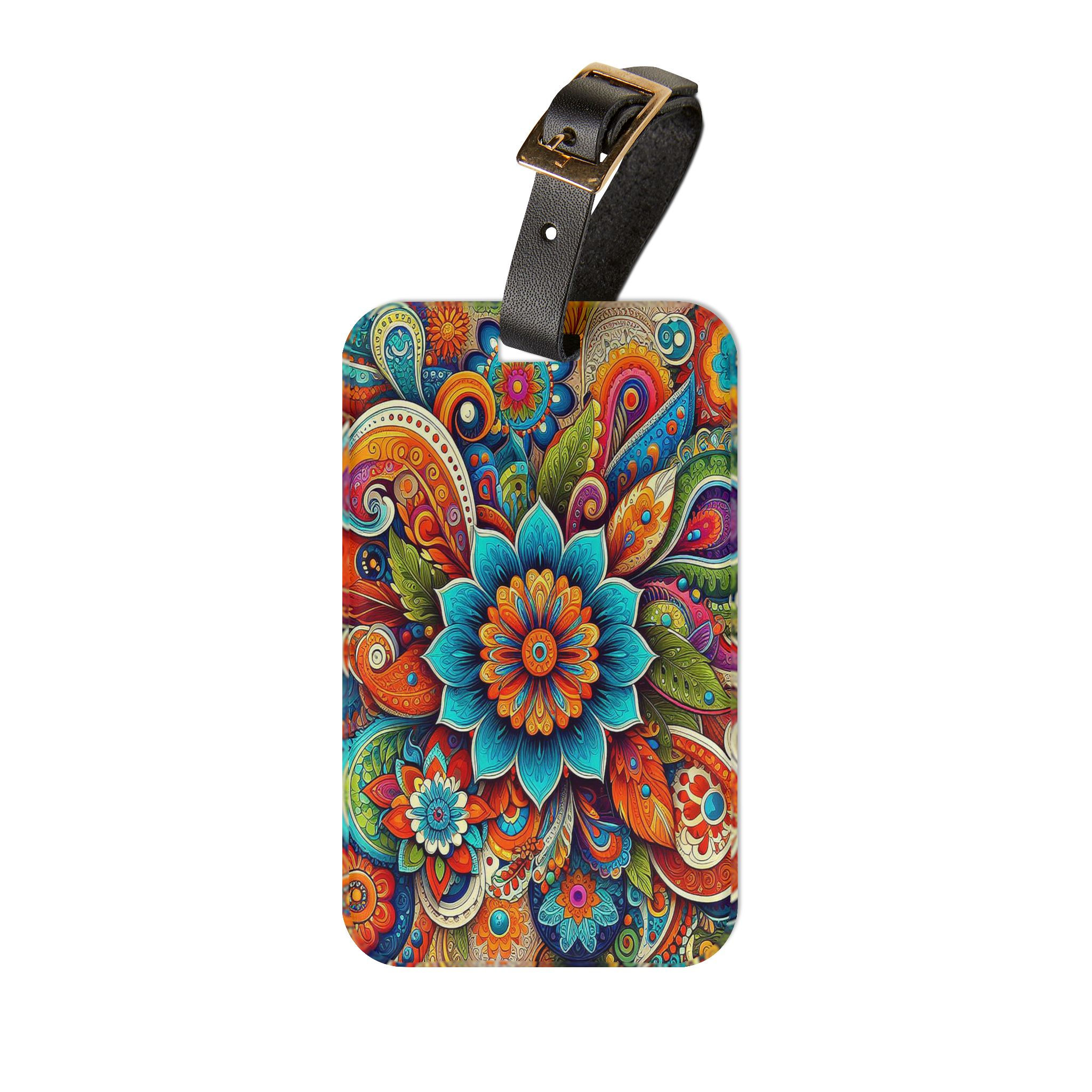 Blue Flower with Paisley Luggage Tag