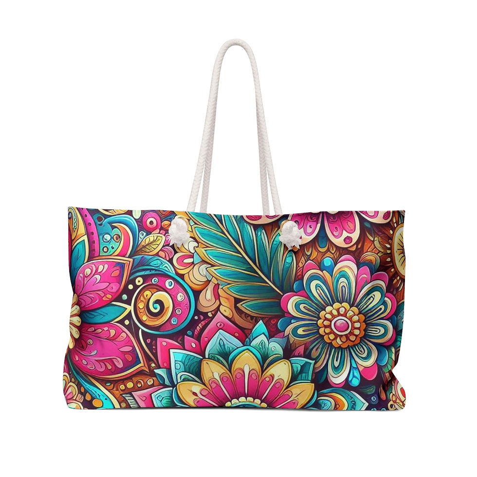 Thumbnail:  Pink and Teal Flower Weekender Bag
