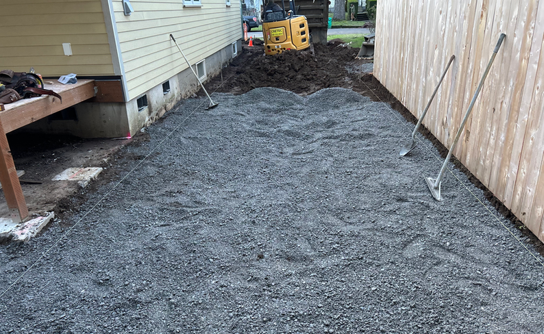 Gravel preparation for concrete driveway