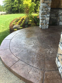 Colored and stamped  concrete home entrance install in Hillsboro, OR