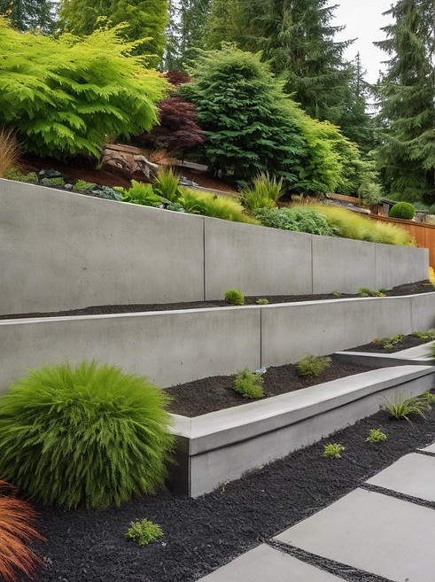 Modern Concrete Retaining Wall - Designs and Installations in Oregon