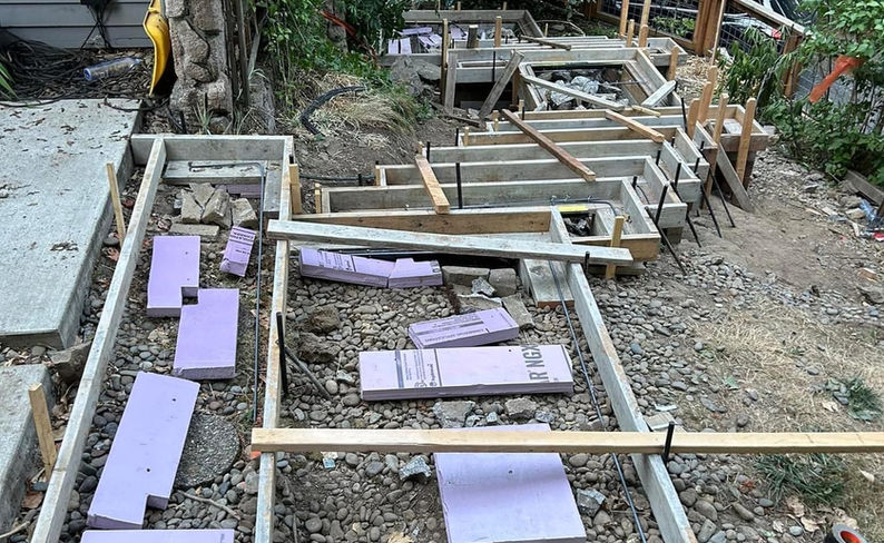 Forms and preparation for concrete floating stairs project 