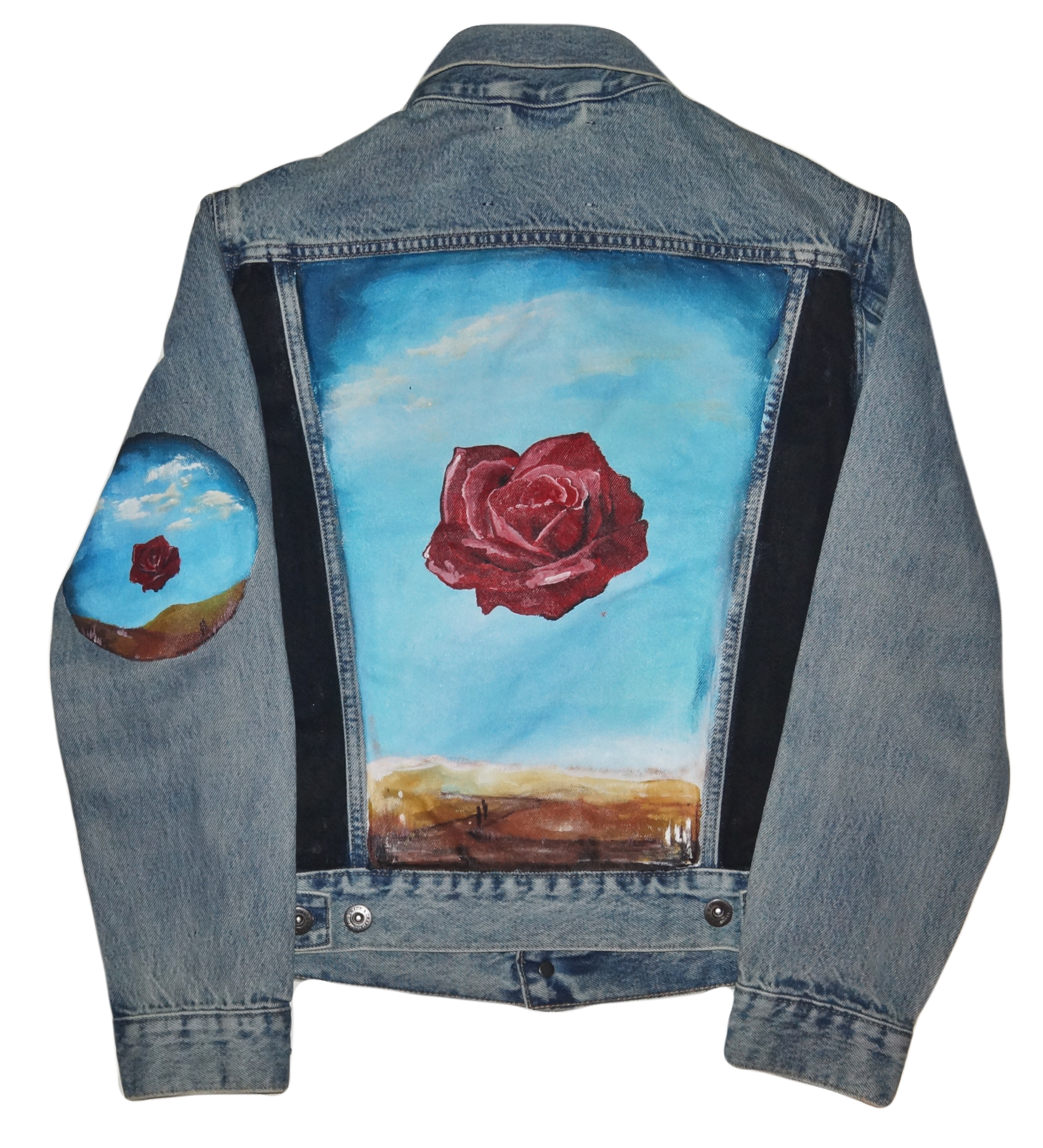 Dali-Inspired Rose Luxury Jean Jacket