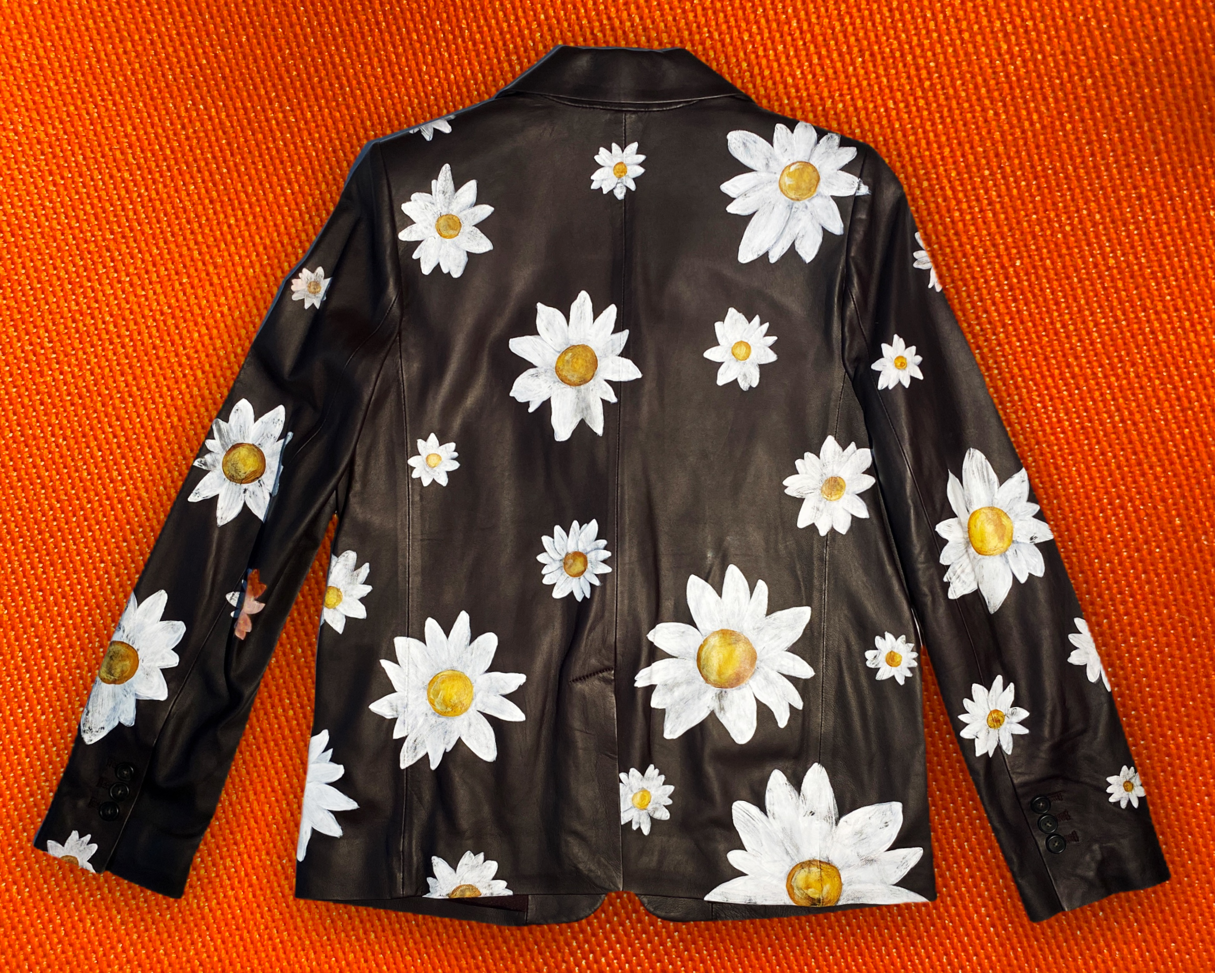 All Over Daisies Leather Blazer Jacket