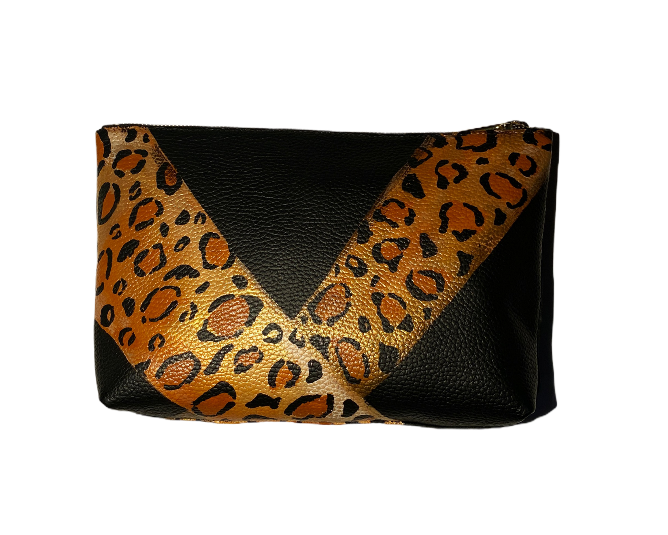 Angular Cheetah Leather Clutch Bag