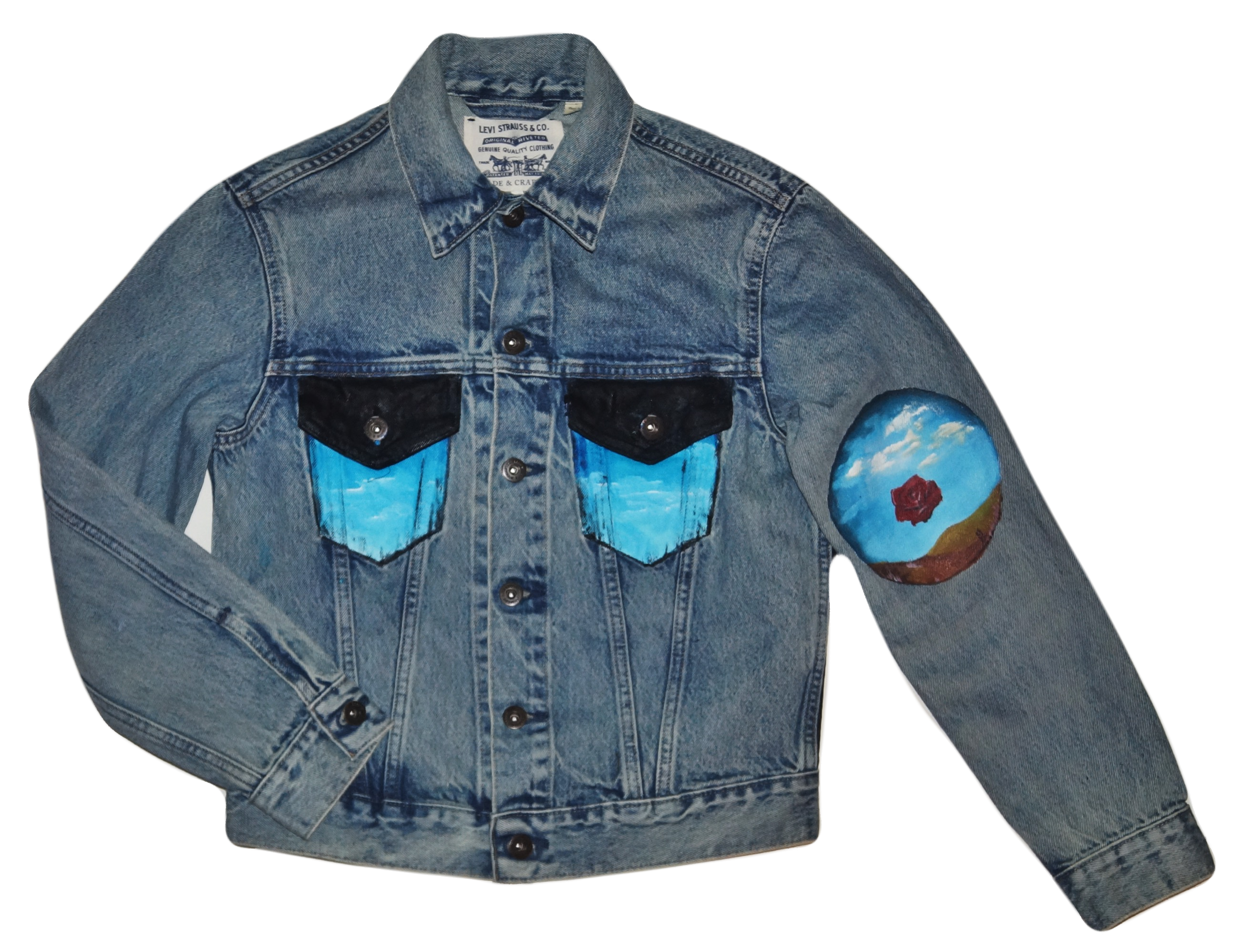 Dali-Inspired Rose Luxury Jean Jacket