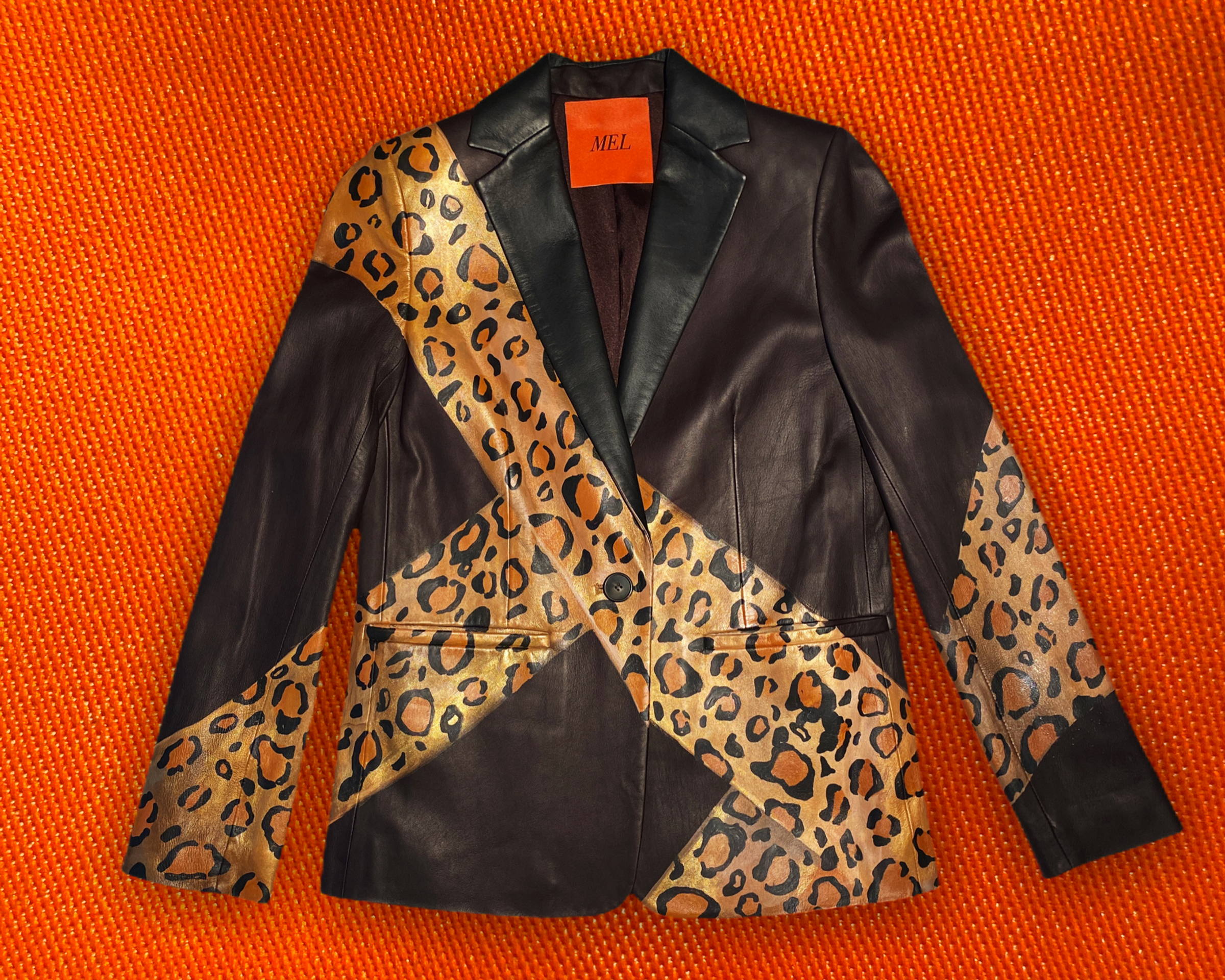 Angular Cheetah Leather Blazer Jacket