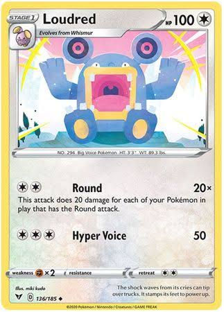 Pokemon Card - Loudred - Uncommon - Vivid Voltage - 136/185