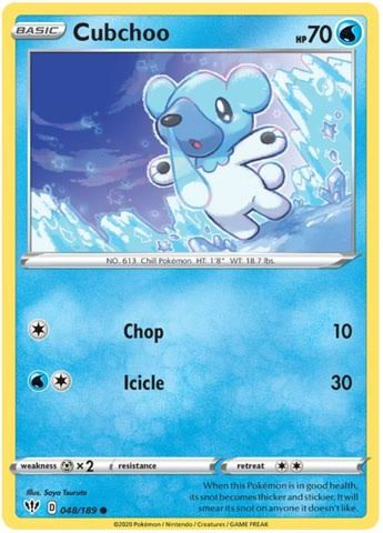 Pokemon Card - Cubchoo - Common - Darkness Ablaze - 048/189