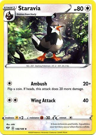 Pokemon Card - Staravia - Uncommon - Darkness Ablaze - 146/189