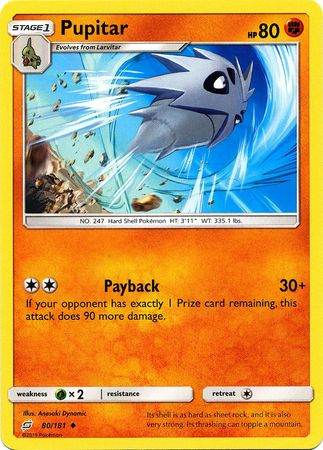 Pokemon Card - Pupitar - Common - Team Up - 80/181