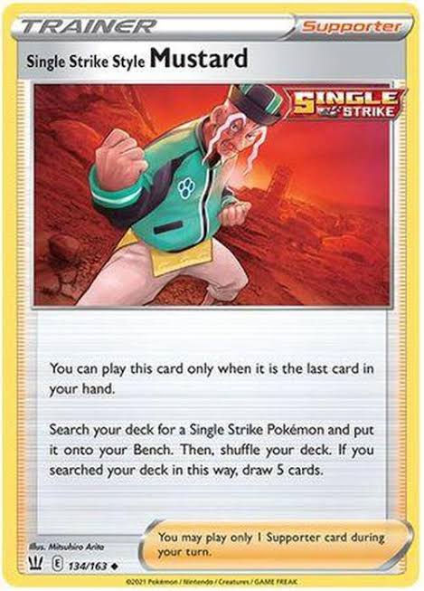 Pokemon Card - Single Strike Style Mustard - Uncommon - Battle Styles - 134/163