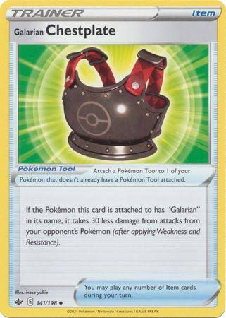 Pokemon Card - Galarian Chestplate - Uncommon - Chilling Reign - 141/198