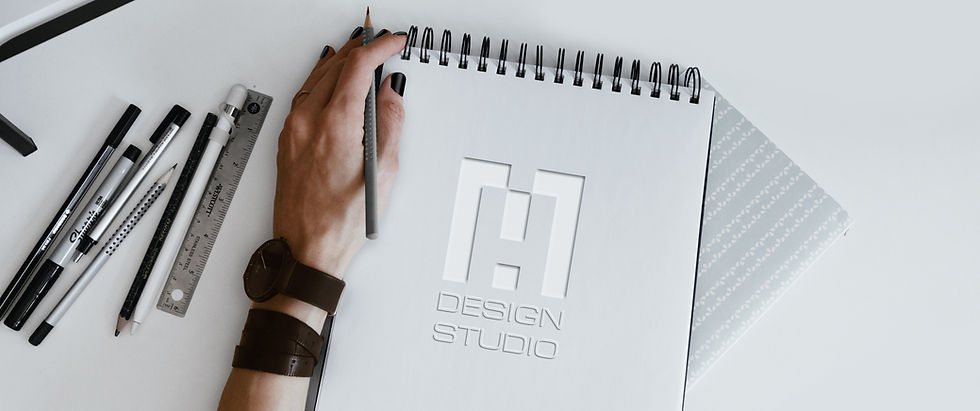 MH Design Studio sketch Book מחברת סקיצות עם לוגו חברה