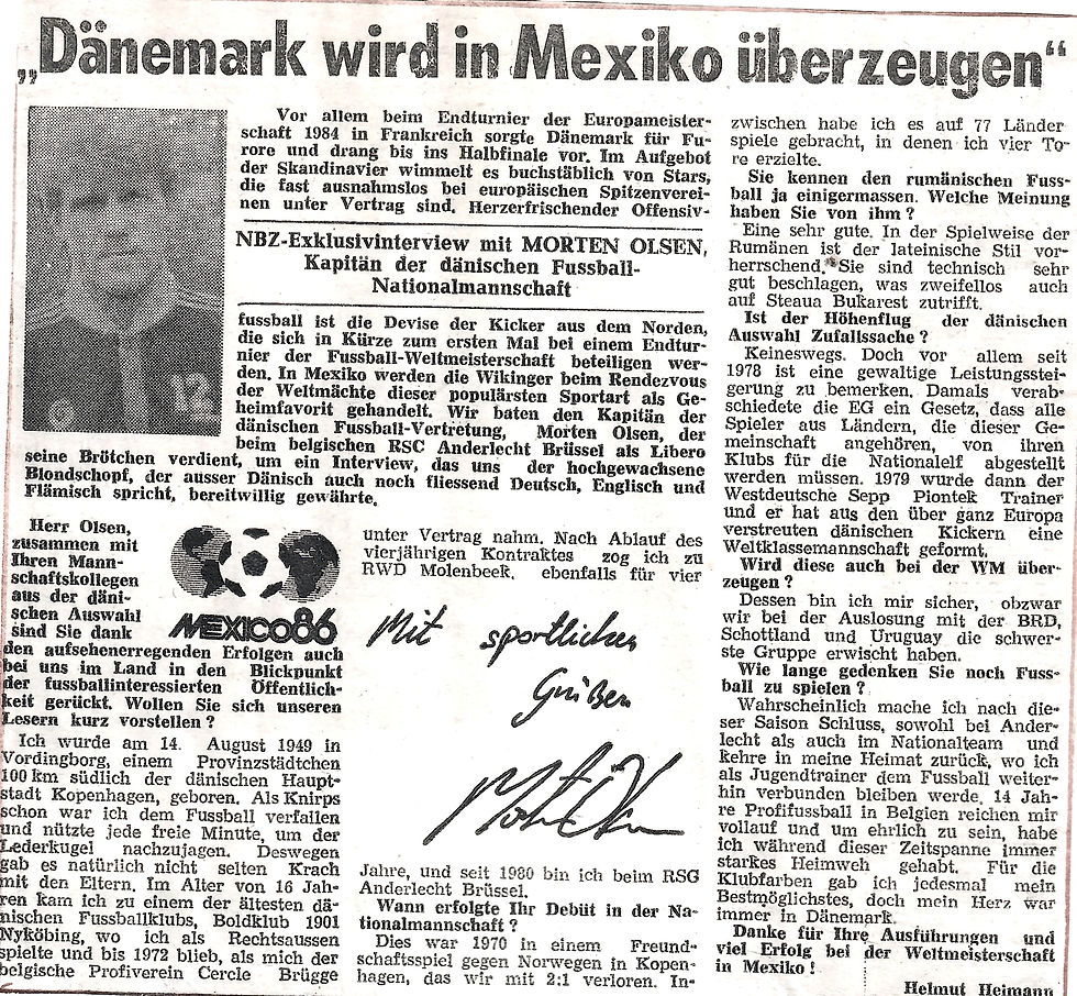Mein Interview mit dem dänischen Nationalmannschaftskapitän Olsen in der Neuen Banater Zeitung