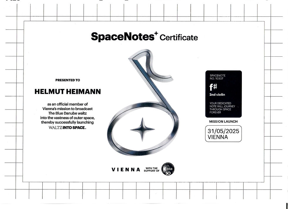 Für die Weltraummission sicherte ich mir die Note mit der Nummer 10.307 f# (fis) des Donauwalzers, gespielt im Orchester von der 2. Violine. Foto: Wien Info