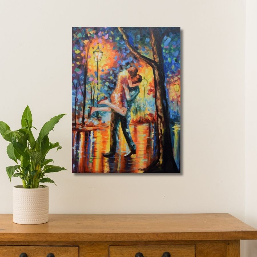 Thumbnail: handmade Romantic Couple Painting by Indian Artist