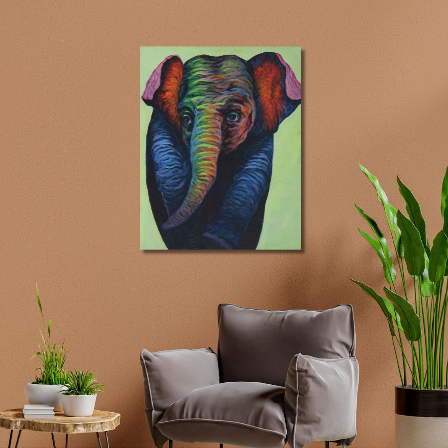 Thumbnail: famous Baby Elephant Painting with frame