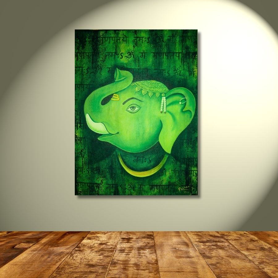 Thumbnail: handmade Abstract Modern Ganesha Painting by Indian artist