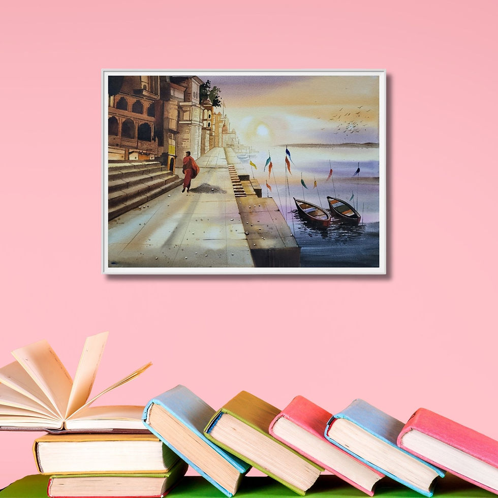 Thumbnail: Banaras Ganga Varanasi Ghat Watercolor Painting on paper
