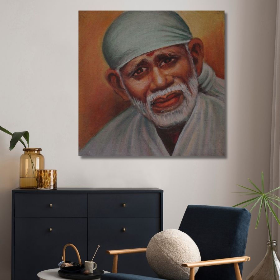 Thumbnail: Handmade Canvas Painting Sai Baba