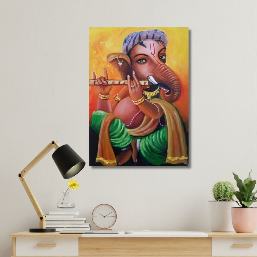 Thumbnail: famous Ganesh Painting On Canvas for wall