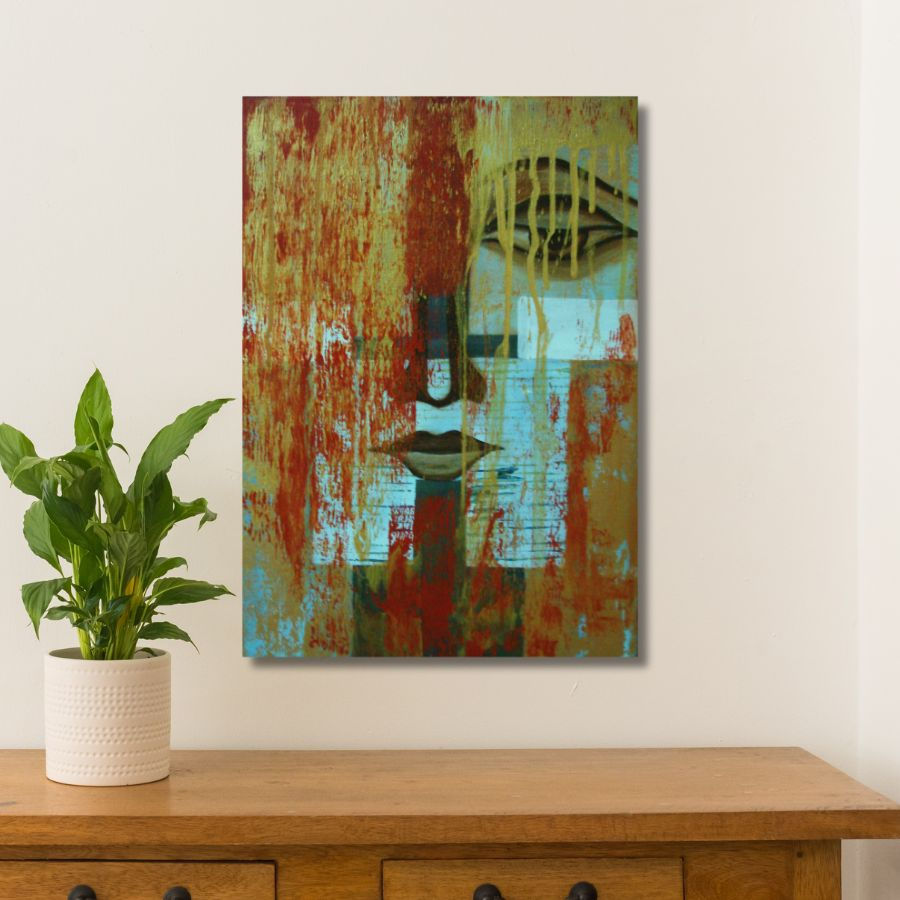 Thumbnail: handmade Figurative Painting Abstract by Indian Artist