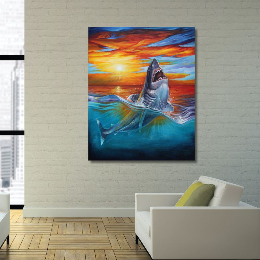 Thumbnail: The Shark Painting Jump Out Of Ocean To The Sky for living room