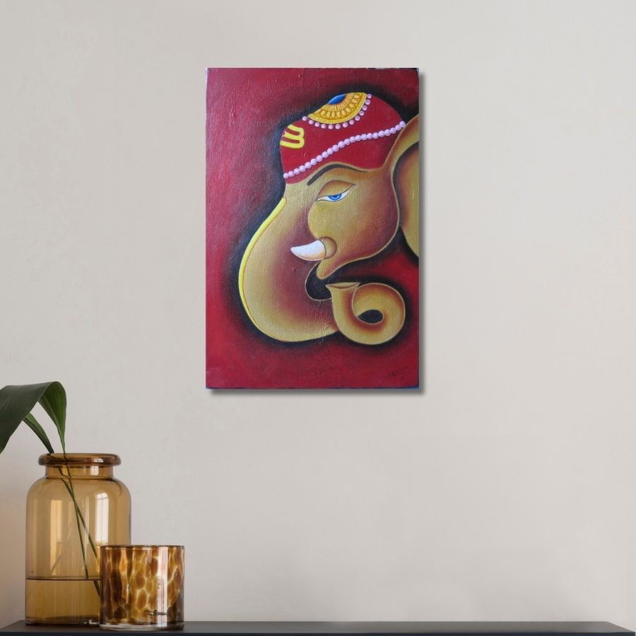 Thumbnail: buy Ganesha Paintings Modern Art On Canvas online from India