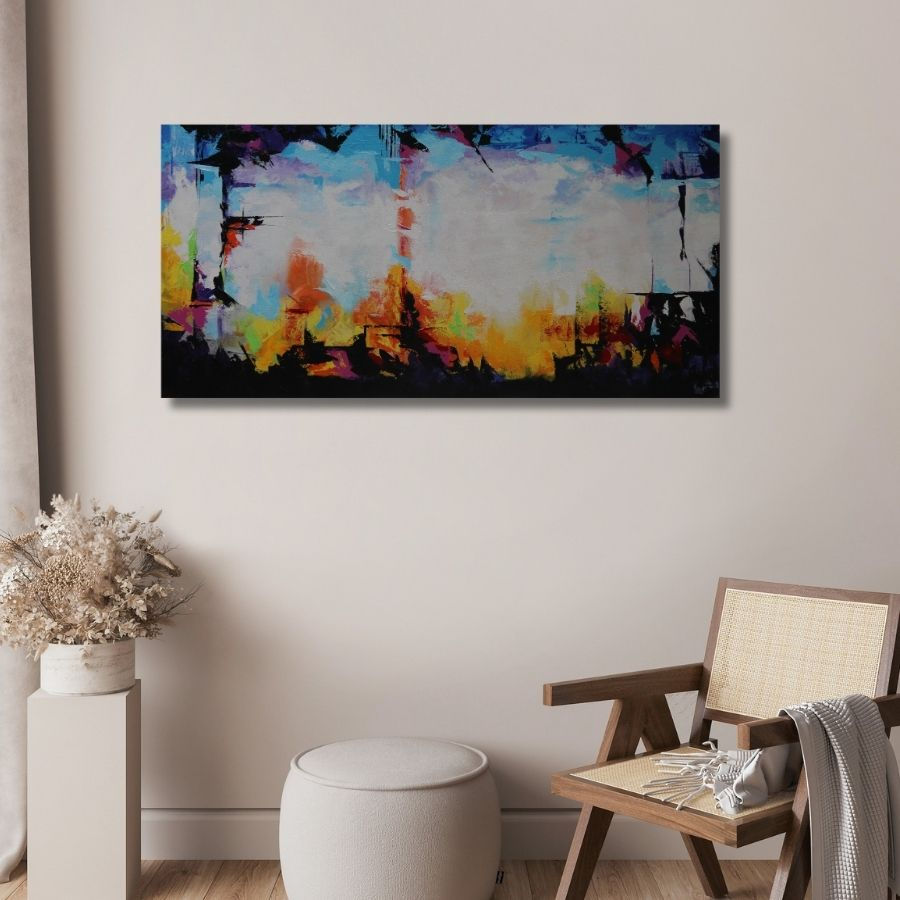 Thumbnail: handmade Abstract Wall Painting For Bedroom by Indian Artist
