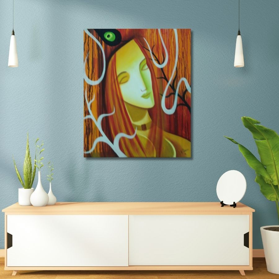 Thumbnail: handmade Modern Art Paintings Of Women Faces by Indian Artist