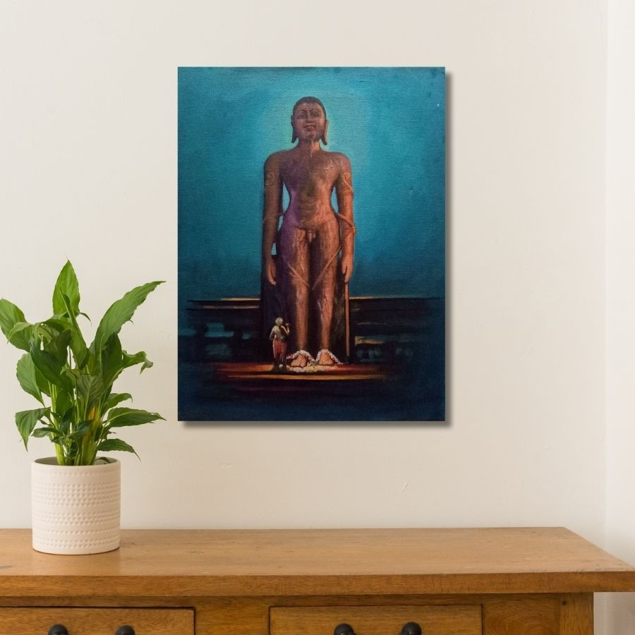 Thumbnail: famous Bahubali Gomateshwara Canvas Painting for wall