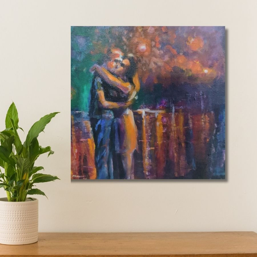 Thumbnail: handmade Couple Acrylic Painting by Indian Artist
